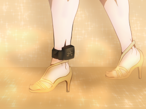 Digital artwork of Anna Delvey's sparkly ankle monitor in Dancing with the Stars.