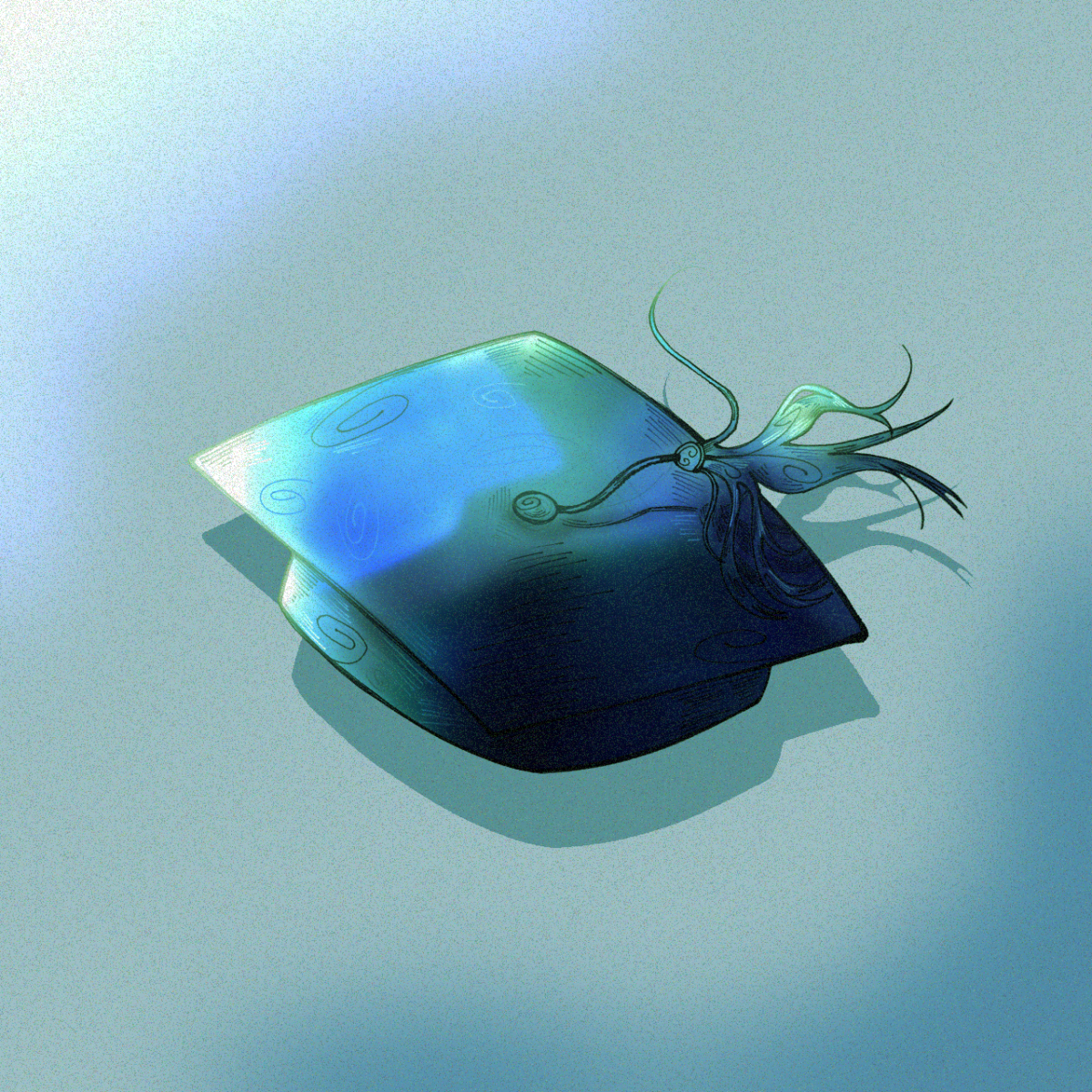 A graphic image of a graduation cap drawn by Rhyan Murphy