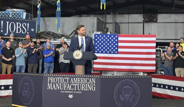 Vice President JD Vance speaks at Alta Refrigeration in Peachtree City on Aug. 23. Photo submitted by Rebekah Bushmire.