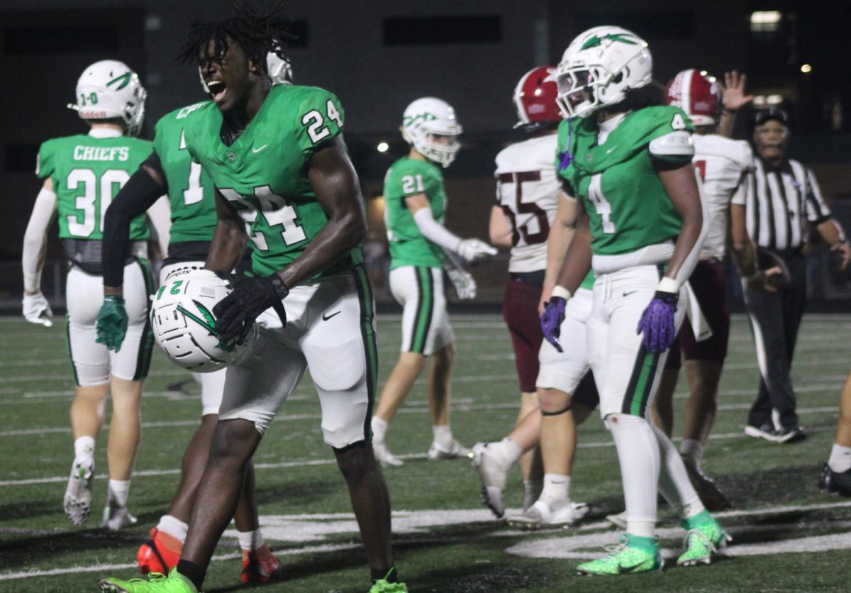 Maurice Swoope (11) a Defensive End celebrating a tackle.