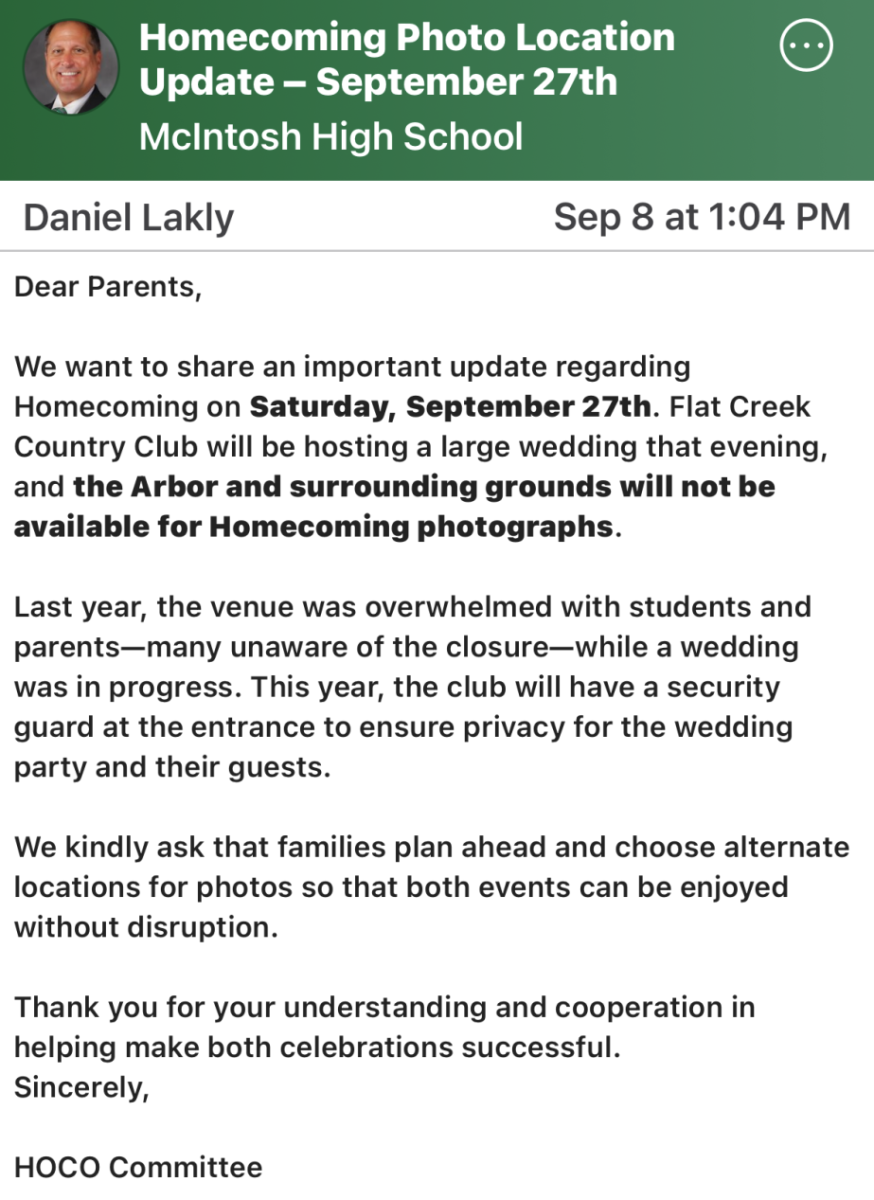A screenshot of Daniel Lakly's message posted on Parent Square.