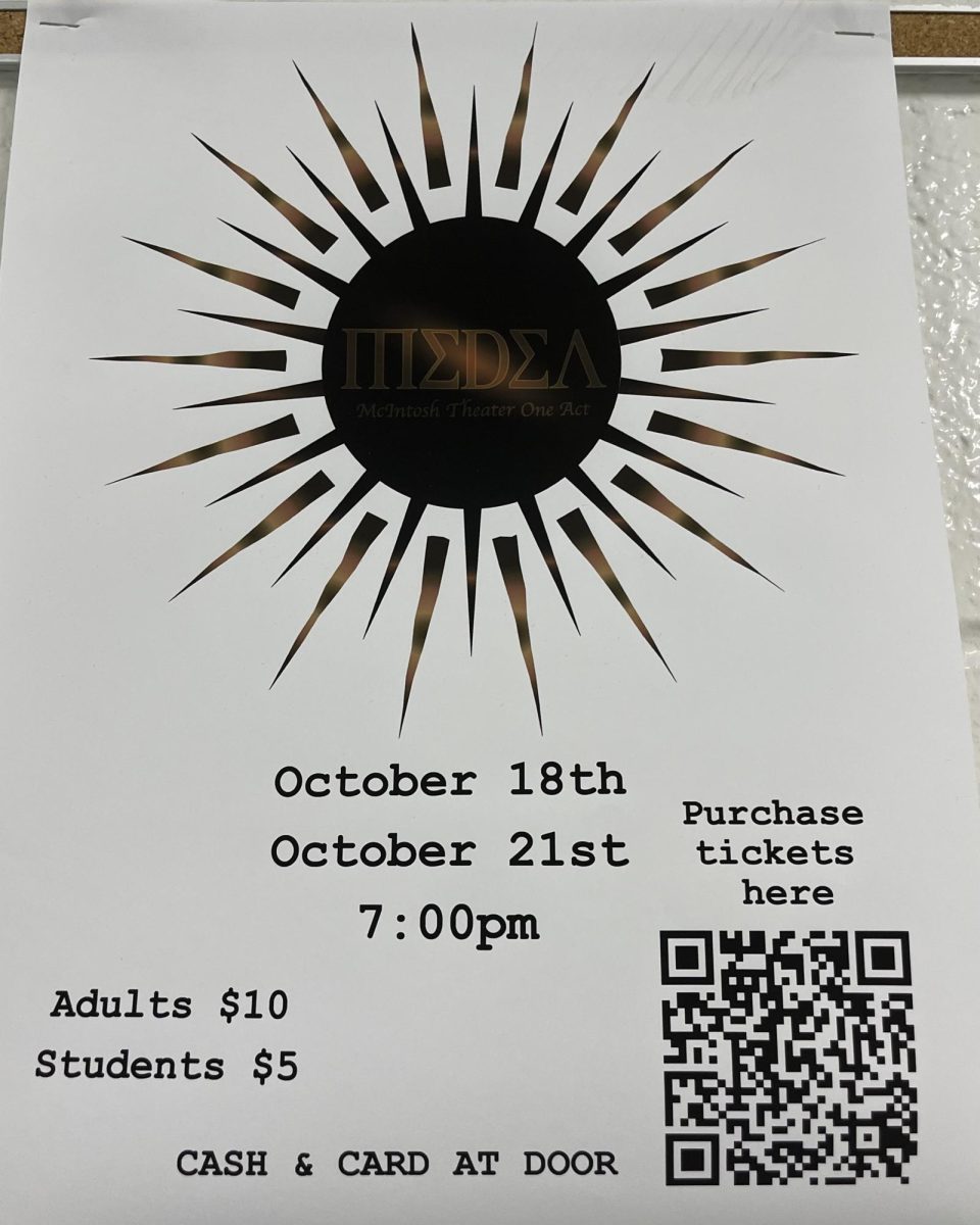 Photo of a poster with all of the event information included. These posters can be found all throughout the school.