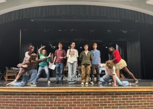 Photo of the cast during rehearsals for the One Act. Photo courtesy of senior Jessica Felker. 