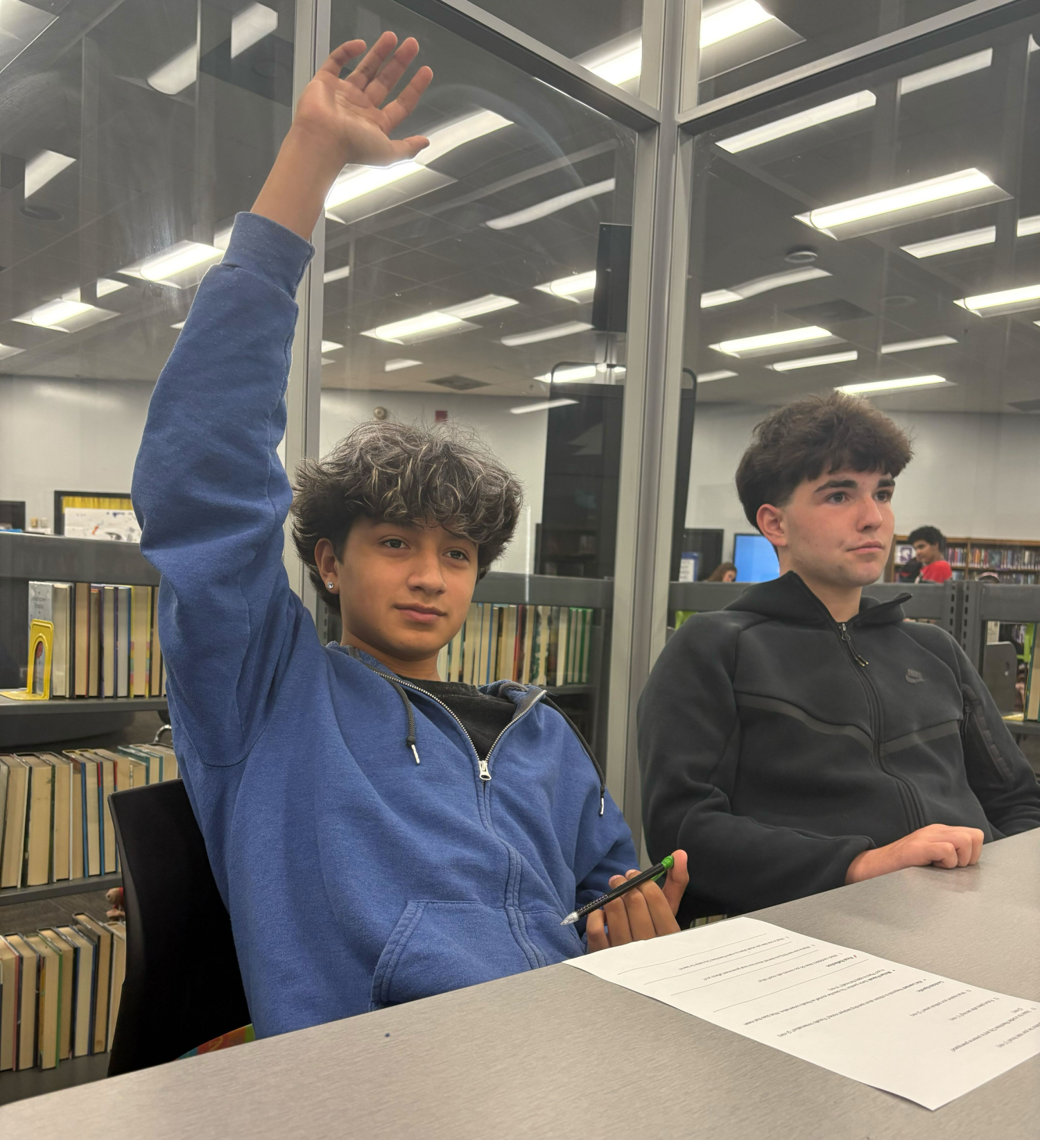 Today, Nov 3. Mayor Learnard and running candidate Michael Polacek came to speak with multiple law classes about their plans for the city if they were to be elected. “I think it’s a good thing for them to come into the school to tell us what’s happening for when we grow older, we know this stuff very well,” freshman Bryan Garcia said. Photo courtesy of Dani Kelly.