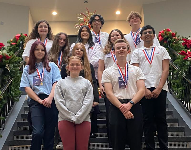 SkillsUSA members at their competition after winning in multiple areas