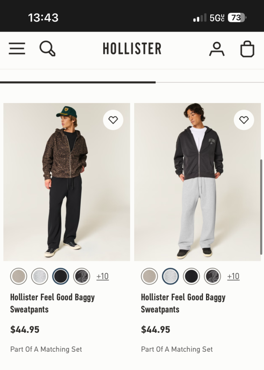 The home-screen of well-known chain clothing store Hollister, showcasing their latest drops.