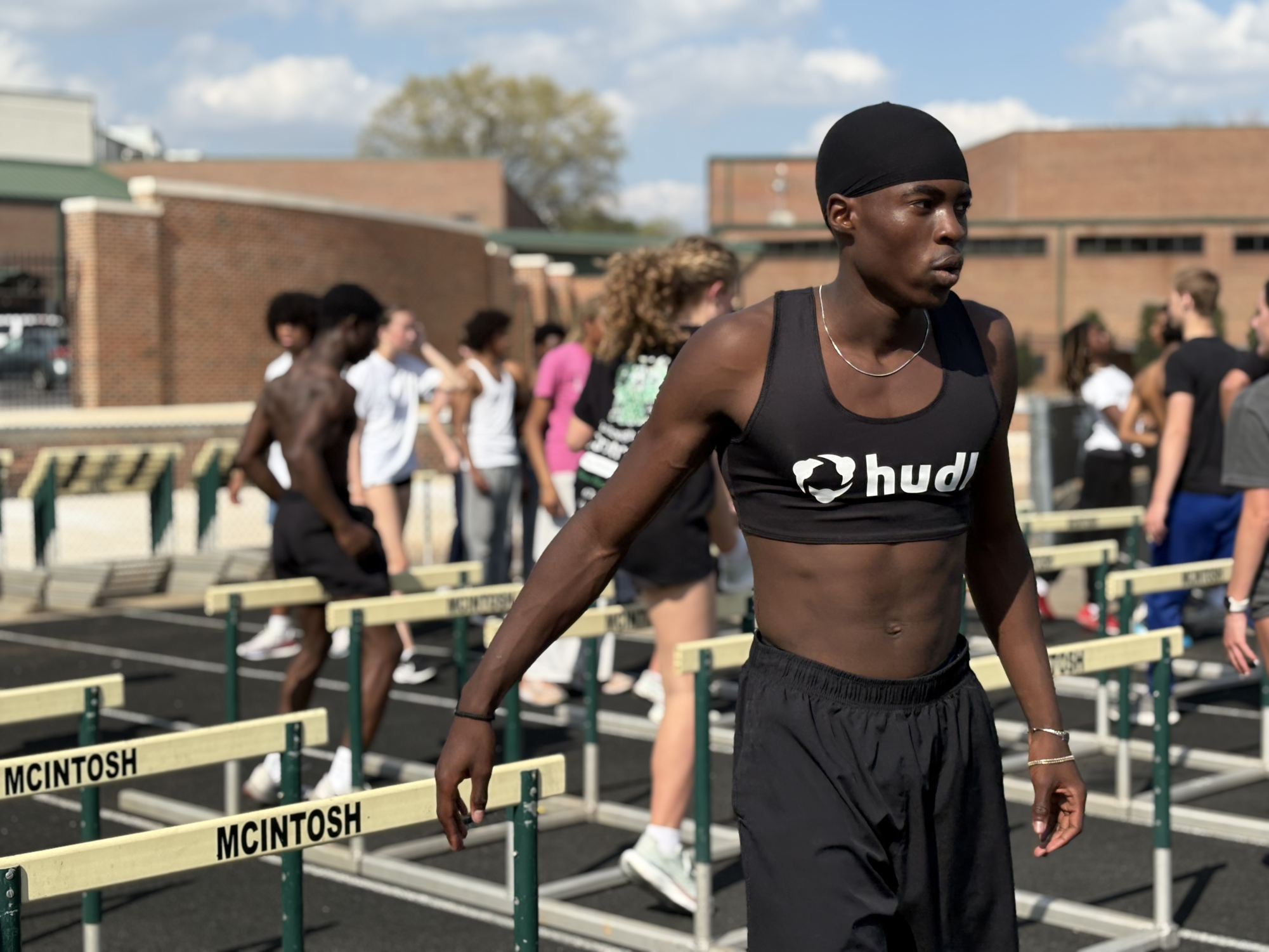 Mamadou Boube training on the MHS track. Throughout the years, he’s grown into a leader on the track team, thanks to the help and encouragement of the teammates around him.