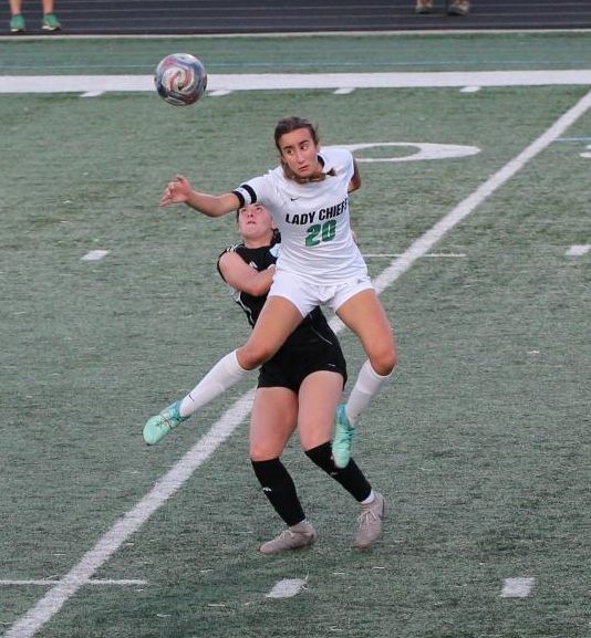 Senior Emily Wagoner, playing defense to stop Starrs Mill from scoring
